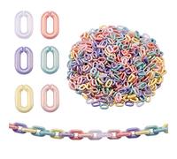 BEEFLYING 1200 Pieces Acrylic Linking Rings Rubberized Style Quick Link Connectors Faceted Oval Spray Painted Hook Chain Links for Cable Chains Jewelry Crafts Making