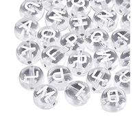 BEEFLYING 1480 Pieces Transparent Acrylic Alphabet Beads Flat Round Disc Coin A~Z Letter Beads Initial Letter Spacer Beads for DIY Friendship Bracelet Jewelry Crafts Making