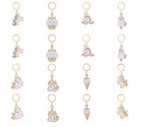 BEEFLYING 16pcs Alloy Enamel Pendants Crochet Stitch Marker Charms Removable Lobster Clasps for Knitting Weaving Sewing Accessories Quilting Handmade Jewelry