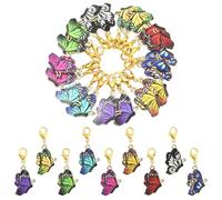 BEEFLYING 18 Pcs Butterfly Stitch Marker Charms for Knitting and Crocheting, Locking Enamel Crochet Pendant Charms with Removable Lobster Clasp for Knitting Jewelry Crafts Diy, Mixed Colors