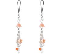 BEEFLYING 2 Pcs Jellyfish Phone Charms Aesthetic Y2K Cute Charm Straps Cell Phone Pendants Accessories with Star Beads for Bag Keychain Camera Wallet, Orange-red