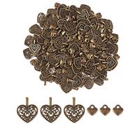 BEEFLYING 200 Pieces 2 Styles Tibetan Style Alloy Charms Heart Shape Pendants Antique Bronze Dangle Charms for Necklaces Bracelets Jewelry Making Crafts Supplies