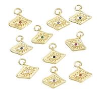 BEEFLYING 20Pcs Evil Eye Cubic Zirconia Brass Charms 18K Gold Plated Brass Pendant Rhinestone Evil Eye Pendant for Jewelry Making DIY Handmade Craft Supplies(Random Color)