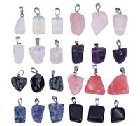 BEEFLYING 24 Pcs Irregular Natural Gemstone Charms Pendants Synthetic Healing Crystal Pendants Stone Pendants for DIY Necklaces Bracelets Jewelry Making Crafts Supplies