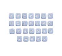 BEEFLYING 26 Pieces 26 Styles Cube Letter Beads Silicone Square Dice Alphabet Beads Large Hole Spacer Loose Beads for Bracelet Necklace Jewelry Making, Light Blue
