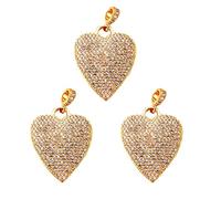 BEEFLYING 3 Pcs 18K Gold Plated Heart Cubic Zirconia Charms Brass Micro Pave Pendants with Tube Bails for Jewelry Necklace Bracelet Earring Making