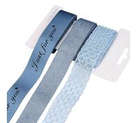 BEEFLYING 3 Styles Light Blue Wire Edged Ribbons for Gift Wrapping Decoration 25~28mm×2.7m Herringbone Ribbons Organza Ribbons for Wedding Party DecorationHairBows,Flower DesignsSewing and Craft