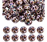 BEEFLYING 30 Pieces Round Acrylic Beads 16mm Leopard Print Beads for Jewelry Spacer Bracelet Keychain Diy and Beadable Pen Making