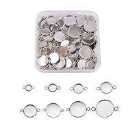 BEEFLYING 304 Stainless Steel Cabochons Bezels Trey Setting for Jewellery Making Blank Bezel Pendant Tray