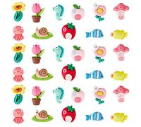 BEEFLYING 36 Pieces Resin Cabochons Flower Slime Resin Charms Assorted 3D Flatback Embellishment Painted Beads for DIY Decoration Scrapbooking Crafts Supplies