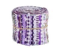 BEEFLYING 40Pcs Jelly Roll Fabric Strip for Quilting and Sewing, Purple Floral Jelly Rolls Plain Weave Cotton Fabric for Blanket Hairband Doll Clothing and Patchwork Craft，6.5×50cm(2.56×19.69in)