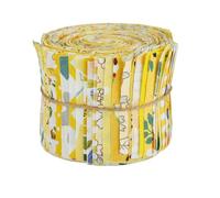 BEEFLYING 40Pcs Jelly Roll Fabric Strip for Quilting and Sewing, Yellow Floral Jellyroll Plain Weave Cotton Fabric for Blanket Hairband Doll Clothing and Patchwork Craft，6.5×50cm(2.56×19.69in)