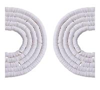 BEEFLYING 4mm Environmental Handmade Polymer Clay Beads 10 Strands Disc Flat Round Heishi Beads Loose Spacer Beads for DIY Necklace Jewellery Making, White