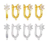 BEEFLYING 4pairs Cubic Zirconia Earring Wire Platinum Golden Leverback Brass Earrings Findings for Women Hooks DIY Jewelry Making