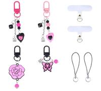 BEEFLYING 4pcs Alloy Enamel Kawaii Cell Phone Charms Strap Cute Y2K Keychain Bag Purse Accessories for Women Girls