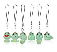 BEEFLYING 6 Pcs Phone Charms Aesthetic Y2K Cute Luminous Resin Frogs Charm Straps Cell Phone Pendants Accessories for Bag Keychain Camera Wallet