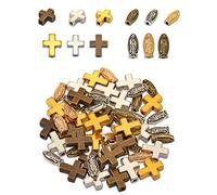 BEEFLYING 60 Pieces Mixed Tibetan Catholic Virgin Mary Cross Beads Cross Jesus Bead Oval Virgin Mary Catholic Religion Beads for Bracelet Jewelry Crafts Making(Gold Silver Antique Bronze)