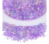 BEEFLYING 700pcs Glass Round Crystal DIY Beads with Ocean Beads and Seed Beads for Bracelets Necklaces Earrings Making (Lilac)