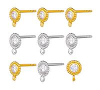 BEEFLYING 8pairs Cubic Zirconia Earring Wire Platinum Golden Leverback Brass Earrings Hooks for Women Girls DIY Jewelry Making