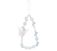 BEEFLYING Beaded Butterfly Phone Charm Wrist Strap for Case, Clear