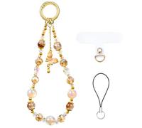 BEEFLYING Beaded Phone Charms Strap Crystal Keychain Phone Bracelet Wrist Lanyard, Butterfly Phone Camera Bag Keyring Charm Cute Phone Case Accessories (Yellow)