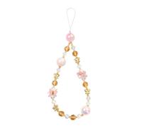 BEEFLYING Beaded Phone Wrist Strap Cellphone Charm Bracelet, Cute Lily of Valley Flower Butterfly Phone Lanyard Wristlet Strap for Bag Keychain Pendant