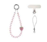 BEEFLYING Beaded Phone Wrist Strap, Cellphone Charm Lanyard Chain, Strawberry Sparkling Phone Wristlet Bracelet for Women Bag Keychain,Pink