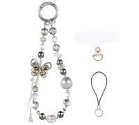 BEEFLYING Black Beaded Phone Charm Wrist Strap for Case