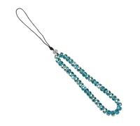 BEEFLYING Crystal Beaded Cell Phone Wrist Strap, Bling Morandi Blue Glass Beads Phone Lanyard Wristlet Camera Chain Bracelet for Keychain Bag