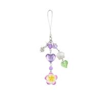 BEEFLYING Hibiscus Flower Phone Charm Cute Y2K Cell Phone Strap Aesthetic Star Heart Shell Beach Bag Keychain Accessories Decor, Purple