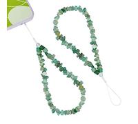 BEEFLYING Natural Gemstone Phone Lanyard Wrist Straps Green Aventurine Chips Cellphone Charm Straps Handmade Anti-Lost Lanyard String for Keychain Bag Phone Hanging Accessories