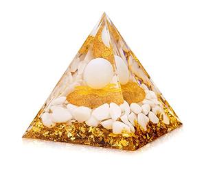 BEEFLYING Orgone Pyramid Protection Crystal Small Healing Crystal Reiki Positive Energy Chakra Meditation Pyramid for Health Lucky Anti-Stress Home Office Decor (Yellow)