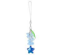 BEEFLYING Phone Charm Strap Aesthetic Y2K Cute Phone Charm Flower Beads Phone Charm Lily of the Valley Phone Straps with Star Charms Accessories for Phone Bag Keychain Camera Pendants (Blue)