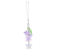 BEEFLYING Phone Charm Strap Aesthetic Y2K Cute Phone Charm Flower Beads Phone Charm Lily of the Valley Phone Straps with Star Charms Accessories for Phone Bag Keychain Camera Pendants (Purple)