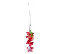 BEEFLYING Phone Charm Strap Aesthetic Y2K Cute Phone Charm Flower Beads Phone Charm Lily of the Valley Phone Straps with Star Charms Accessories for Phone Bag Keychain Camera Pendants (Red)
