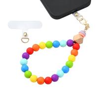 BEEFLYING Silicone Beaded Phone Wrist Strap, Cellphone Lanyard with Tether Tab, Elastic Hands-Free Wristlet Bracelet for Woman, Mixed Colors 7