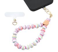 BEEFLYING Silicone Beaded Phone Wrist Strap, Cellphone Lanyard with Tether Tab, Elastic Hands-Free Wristlet Bracelet for Woman, Mixed Colors 6