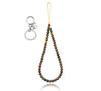 BEEFLYING Synthetic Malachite Stone Lanyard Wrist Straps With Gemstone Beaded Phone Charms - Handmade Anti-Lost String for Keychain Hanging Accessories