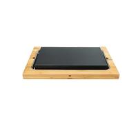 BEEFSTONE XXL Lava Stone Steak Board Set Grill on Hot Stone with Bamboo Board and Porcelain Tray for Meat and Fish