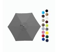 BEEGMA 6 Ribs/8 Ribs Replacement Parasol Canopy Cover 2.0/2.30/2.50/2.70/3.0m Umbrella Canopy Replacement Market Patio Umbrella Top Canopy UV30+ (Color : Gray, Size : 2.50m/8.2FT-6Ribs)