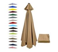 BEEGMA Replacement Parasol Canopy 2.50m/8.2FT, Brown, Waterproof & UV Resistant, Fits 6-Rib Umbrellas, Easy to Replace & Install