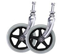 BEEGMA Wheelchair Accessories Caster with Steel Front Fork 6inch 7inch 8inch Solid Casters Grey Black Wheelchair Front Wheels 2 Pcs Replacement Castor Wheel(Gray,20cm-8in)