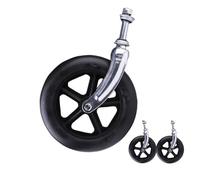 BEEGMA Wheelchairs Caster Front Fork for 6"/ 7"/ 8" 2 Pcs Wheelchair Front Wheels with Accessories Wheel Rollators Replacement Part Grey Black Anti-wear Solid Wheel(Black,15cm-6")
