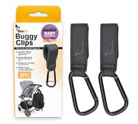 BeeGo® Buggy Clips - 2025 Award-Winning Stroller & Pram Hooks for Bags, Strong Pushchair Clips for Shopping Bags & Nappy Bags (2 Pack, Black)