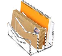 Beego Envelope and Mail Organizer Countertop - 3 Compartments Clear Acrylic Desk Organizer Letter Holder Desktop File Sorter Bill Document Folder Rack for Office, Home, School Desk Organization