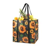 BeeGreen 1 Pack Sunflower Reusable shopping Bags for Groceries - Heavy Duty Large Grocery Totes Bags with Hard Bottom, Beach & Travel, Waterproof Collapsible Storage Bag Foldable