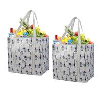 BeeGreen 2 Pack Foldable Reusable shopping Bags for Groceries - Heavy Duty Large Grocery Totes Bags with Hard Bottom, Beach & Travel, Waterproof Collapsible Storage Bag