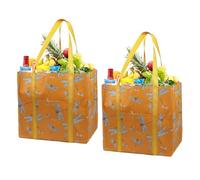 BeeGreen 2 Pack Foldable Reusable shopping Bags for Groceries - Heavy Duty Large Grocery Totes Bags with Hard Bottom, Beach & Travel, Waterproof Collapsible Storage Bag