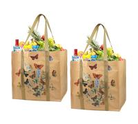 BeeGreen 2 Pack Reusable shopping Bags for Groceries - Heavy Duty Foldable Large Grocery Totes Bags with Hard Bottom, Beach & Travel, Waterproof Collapsible Storage Bag