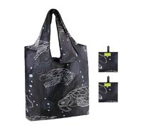 BeeGreen 2 Pack Sea Turtle Love Gift Reusable Shopping Bags for Groceries Large Grocery Tote Bag With Handles,Animal Foldable Reusable Bags for Women Heavy Duty Machine Washable